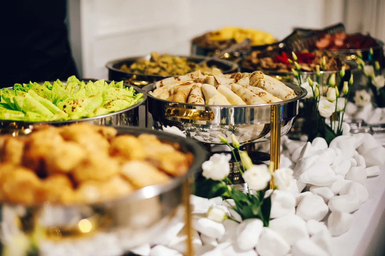 Catering stations at a corporate event in San Francisco